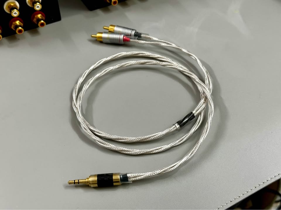 Dây cáp 3.5 ra 2 đầu bông sen RCA DIY dây Hà Lan mạ bạc